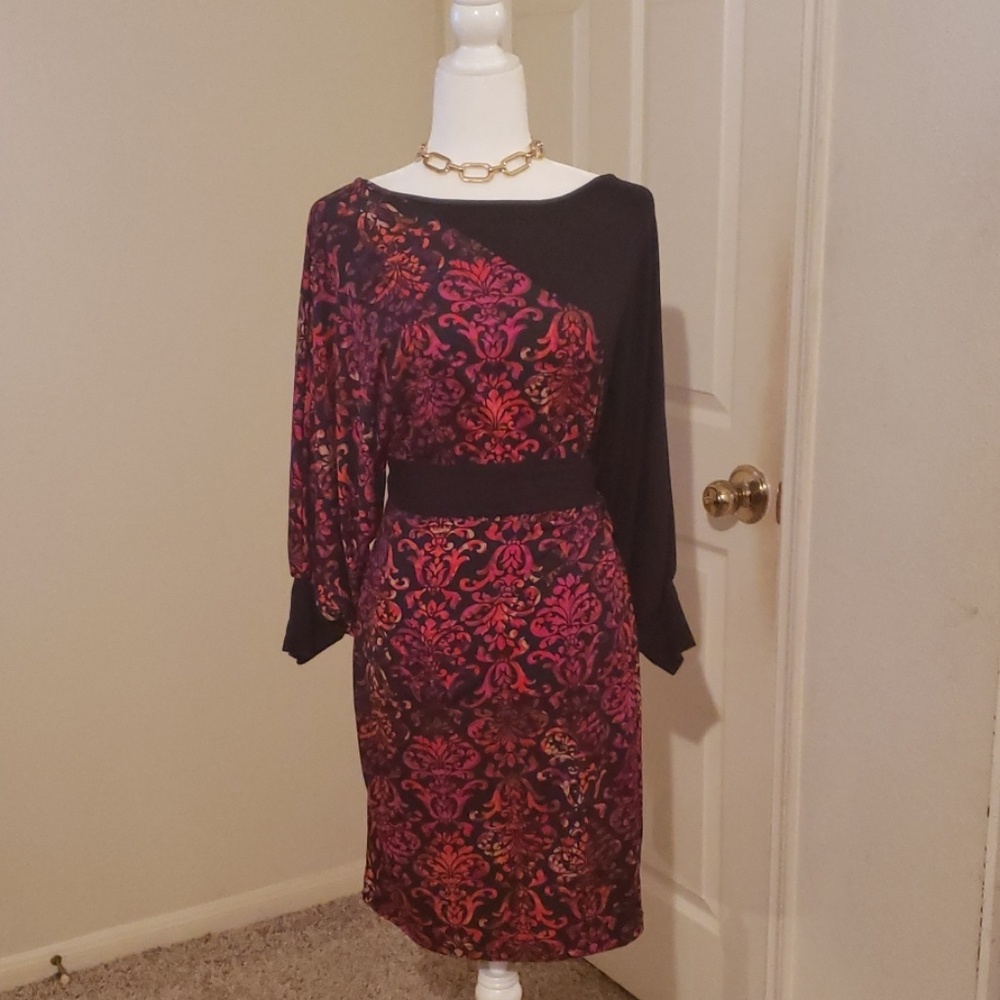 Amelia Red and black belted dress